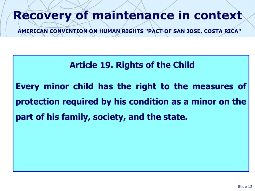 recovery of maintenance in context american