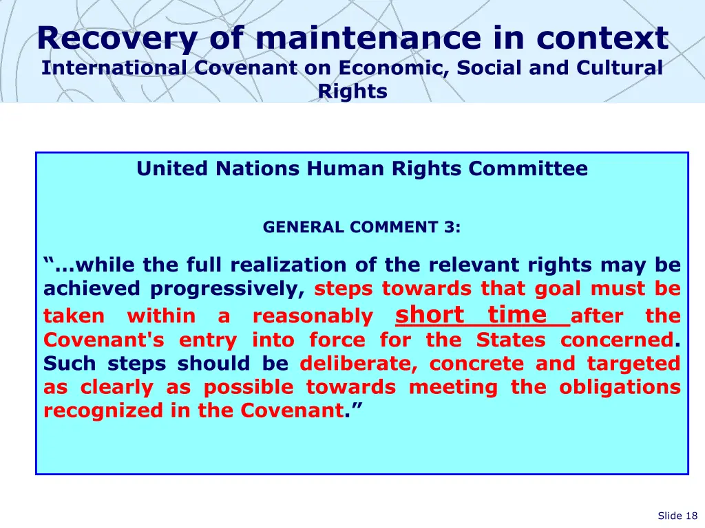 recovery of maintenance in context international 2