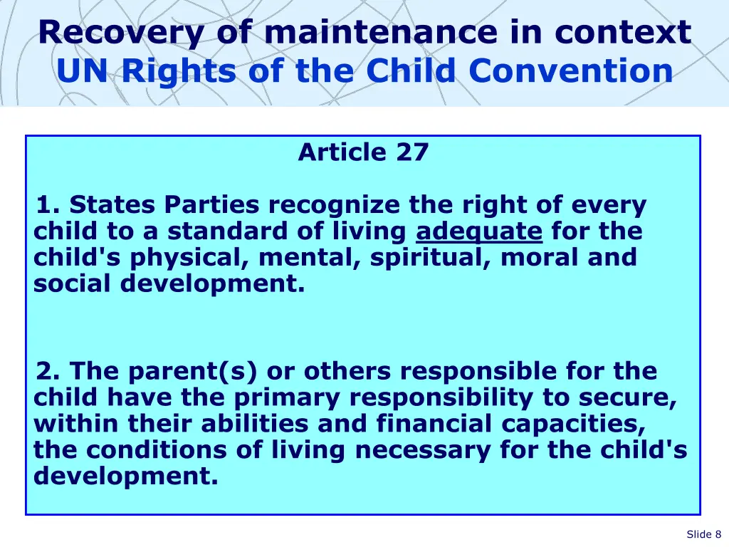 recovery of maintenance in context un rights