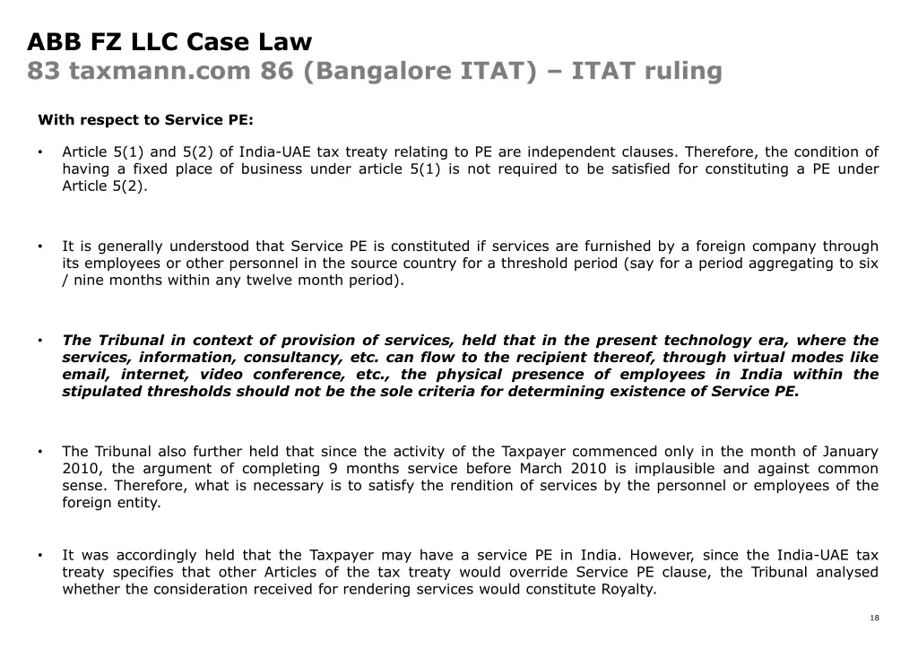 abb fz llc case law 83 taxmann com 86 bangalore 1