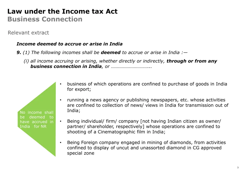 law under the income tax act business connection