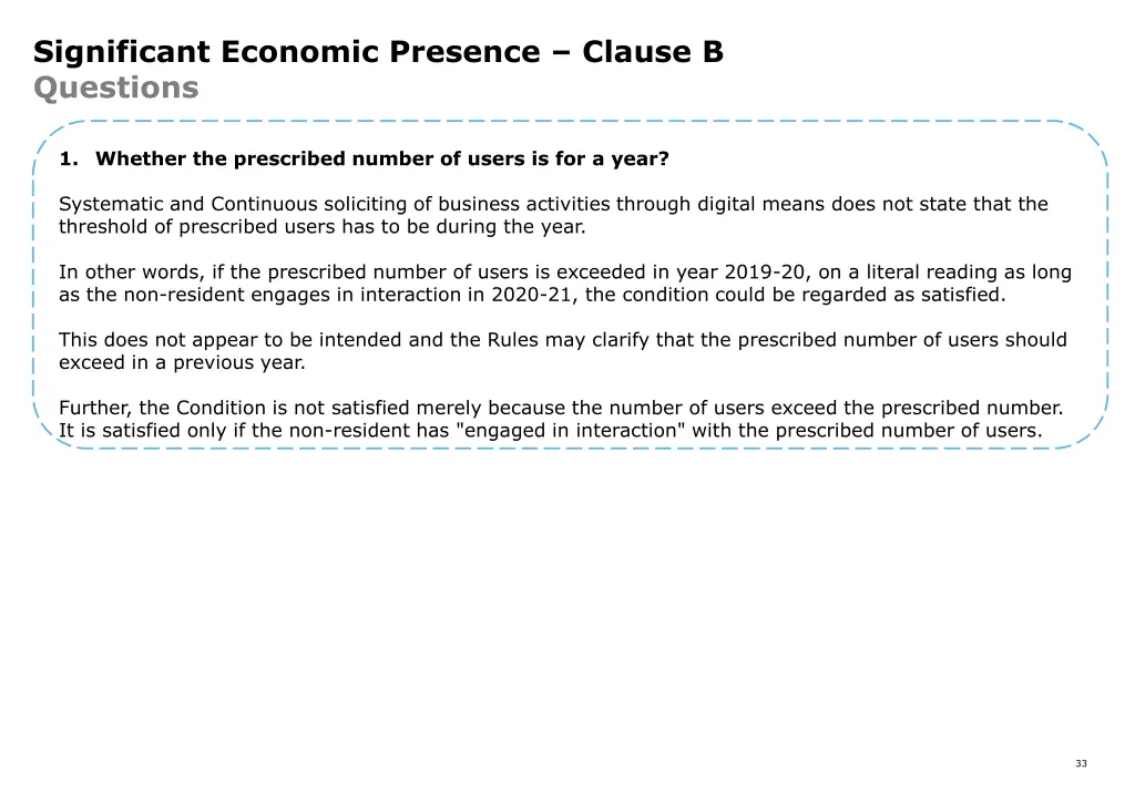 significant economic presence clause b questions