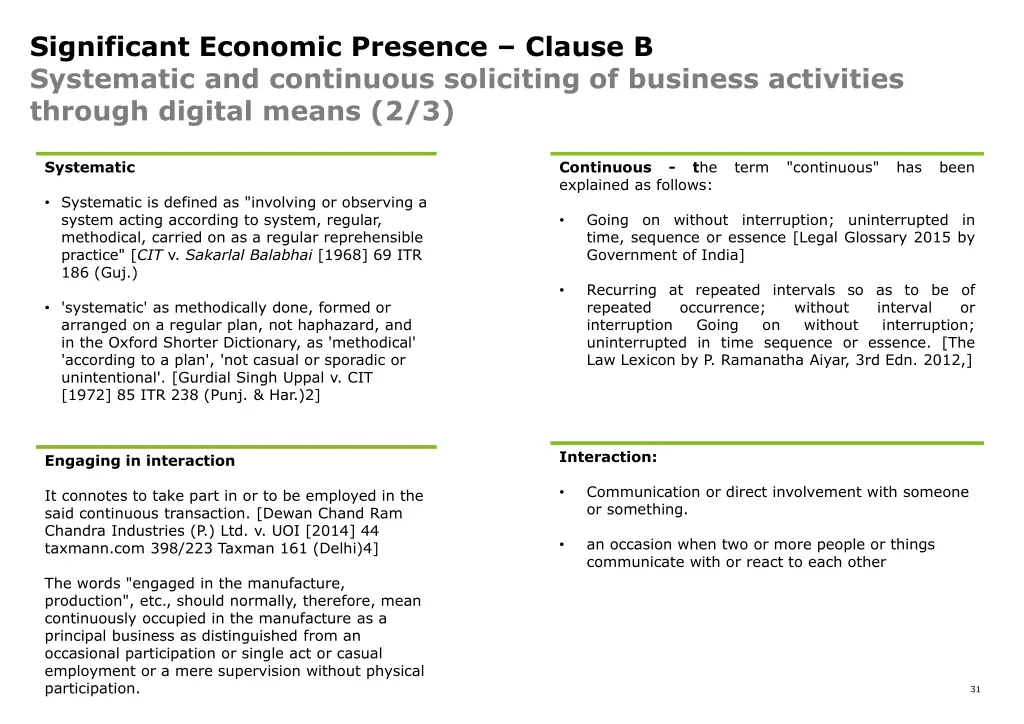 significant economic presence clause b systematic 1