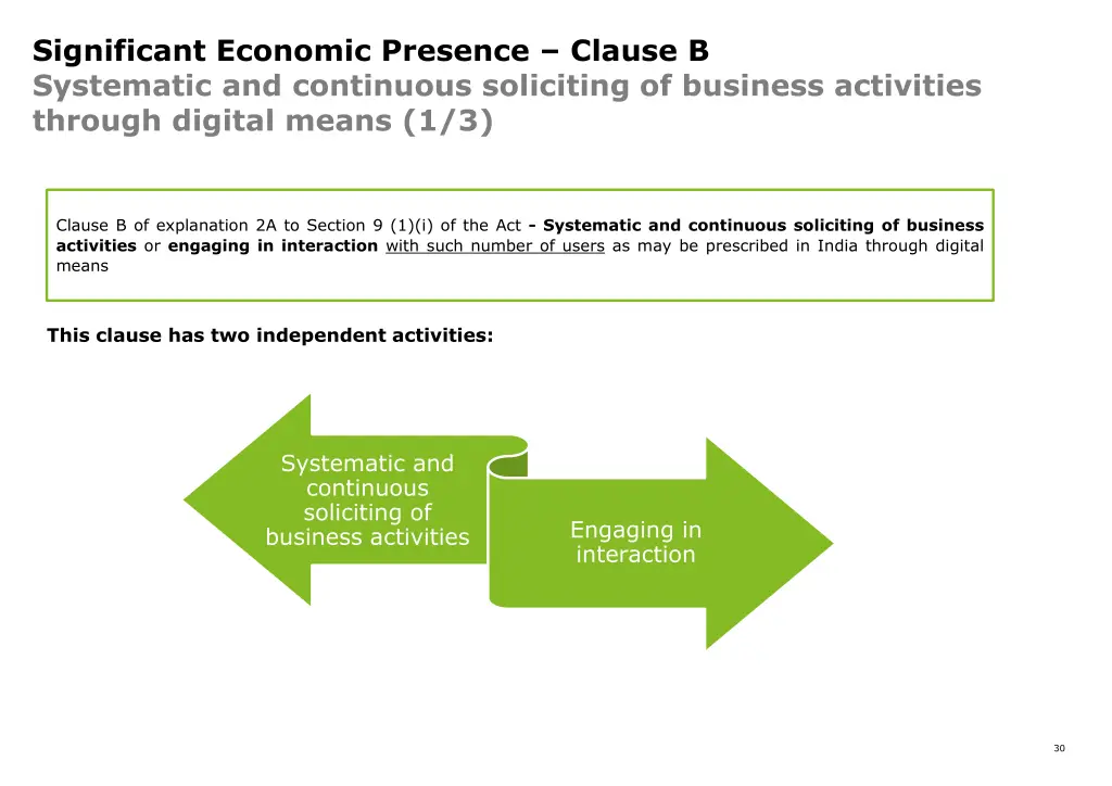 significant economic presence clause b systematic