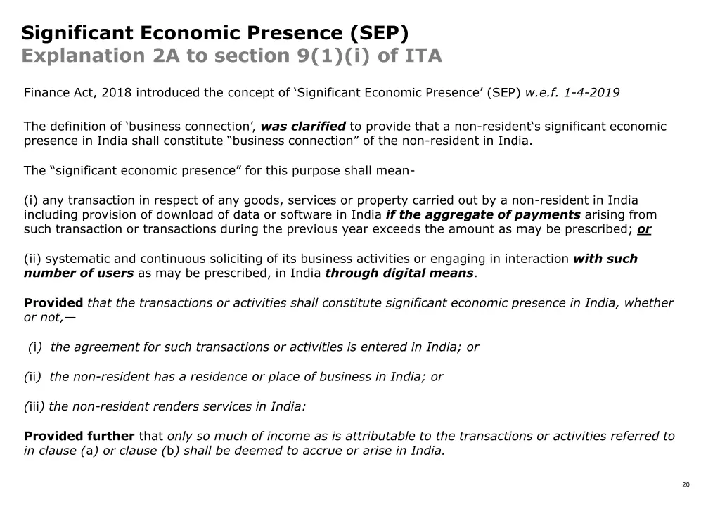 significant economic presence sep explanation