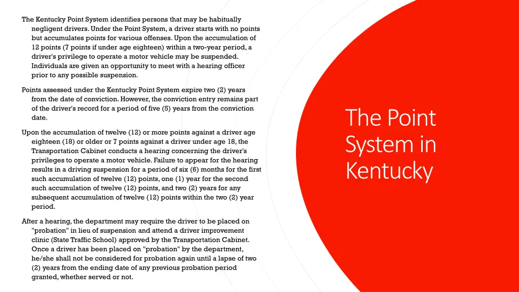 the kentucky point system identifies persons that