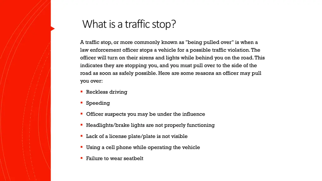 what is a traffic stop