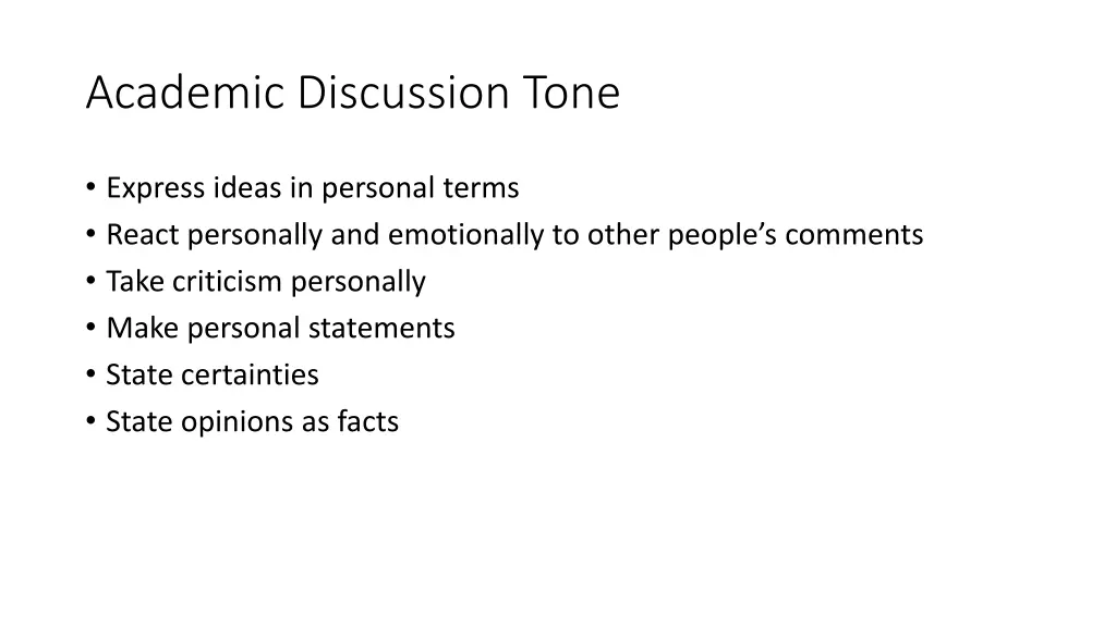 academic discussion tone