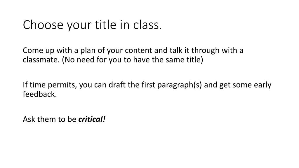 choose your title in class