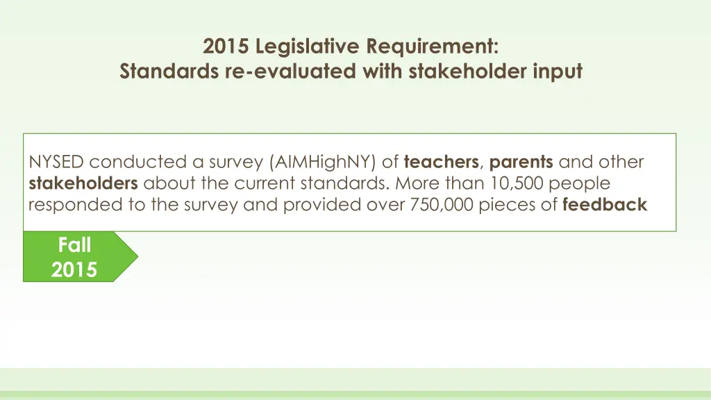 2015 legislative requirement standards