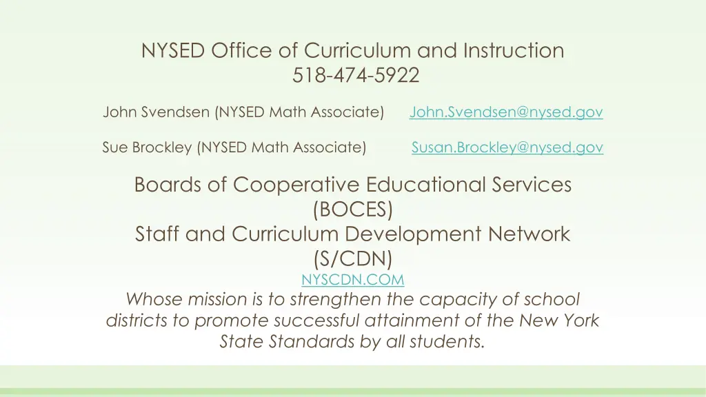 nysed office of curriculum and instruction