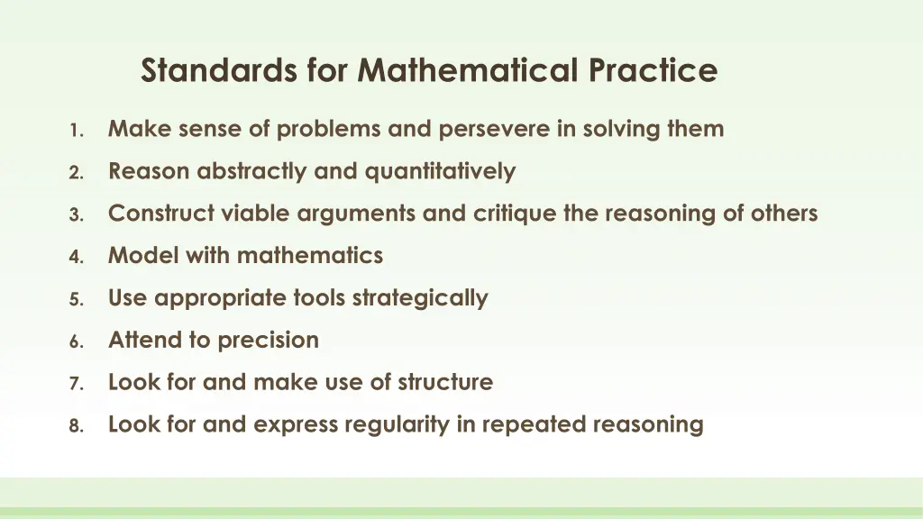 standards for mathematical practice