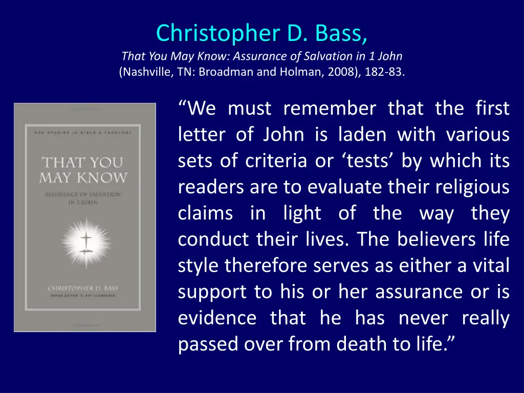 christopher d bass that you may know assurance