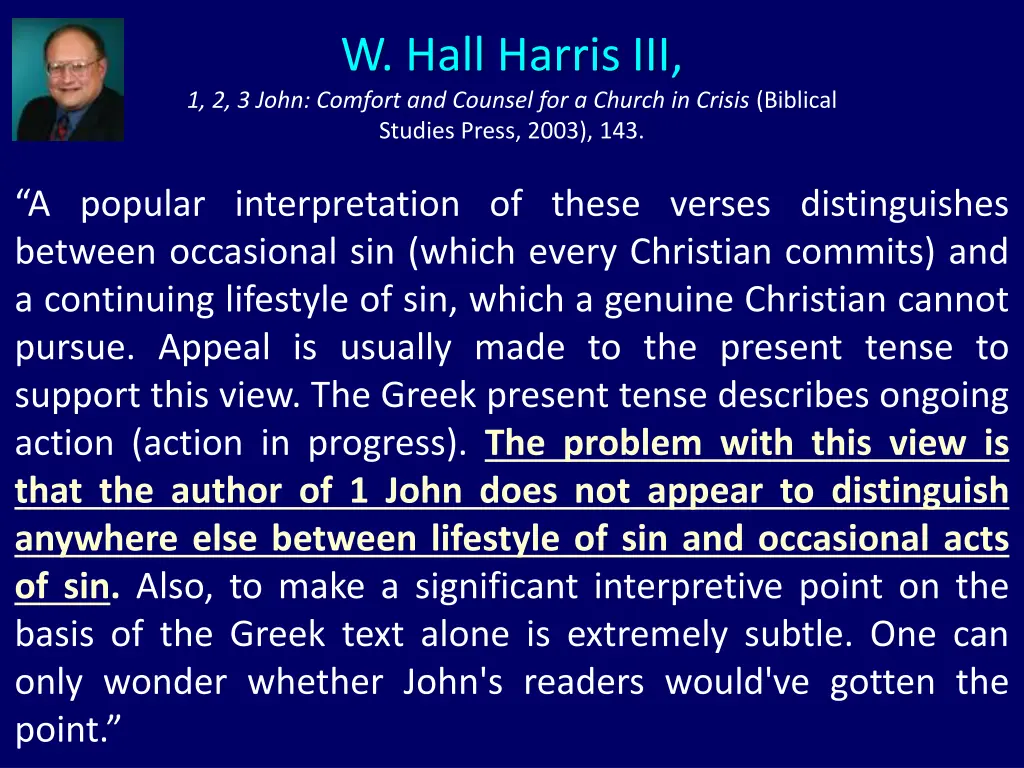 w hall harris iii 1 2 3 john comfort and counsel