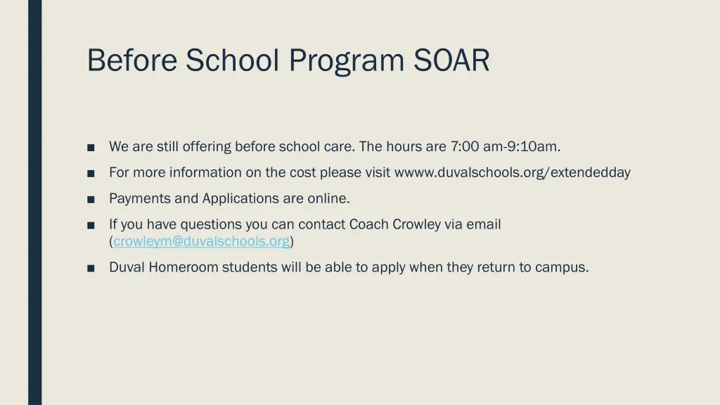 before school program soar