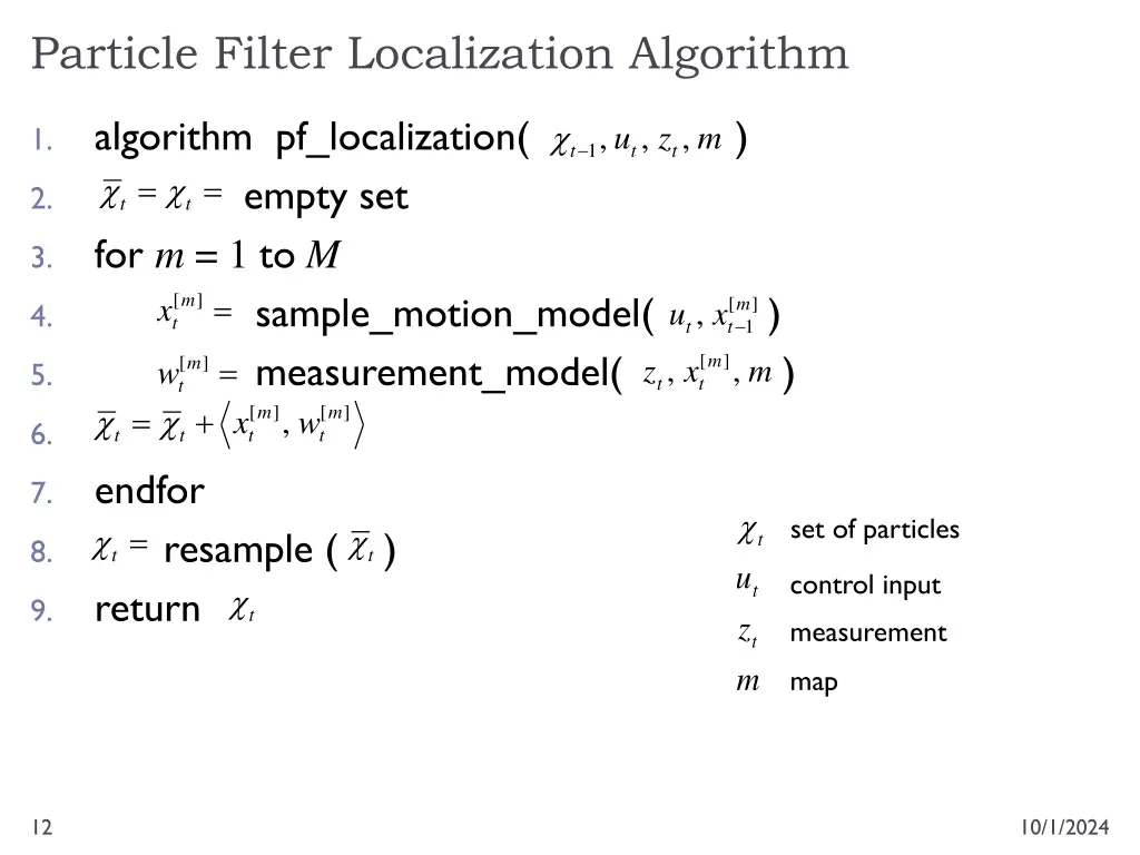 particle filter localization algorithm