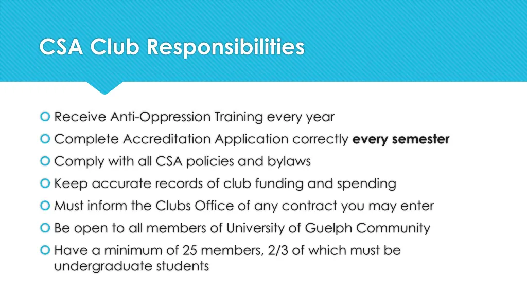 csa club responsibilities