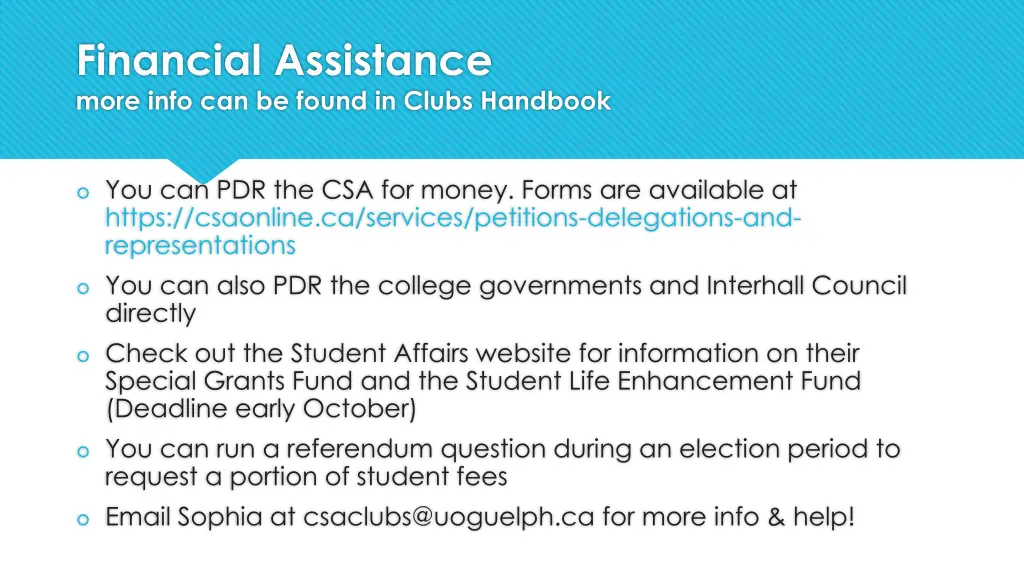 financial assistance more info can be found