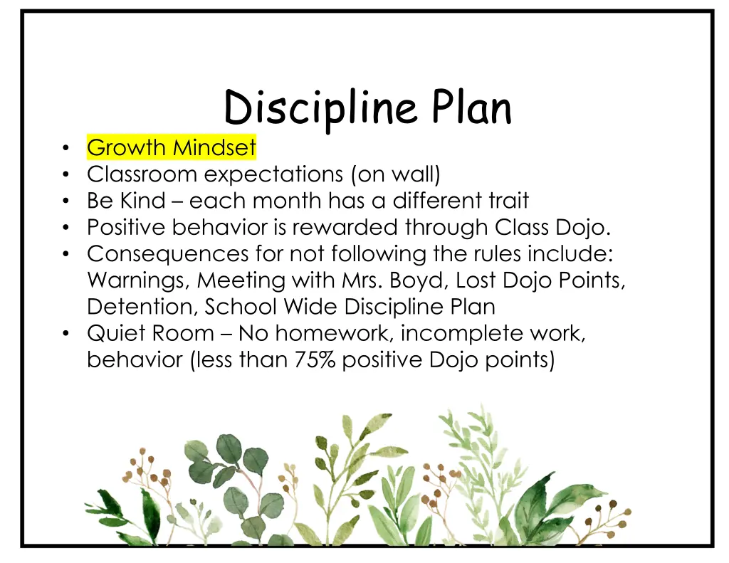 discipline plan