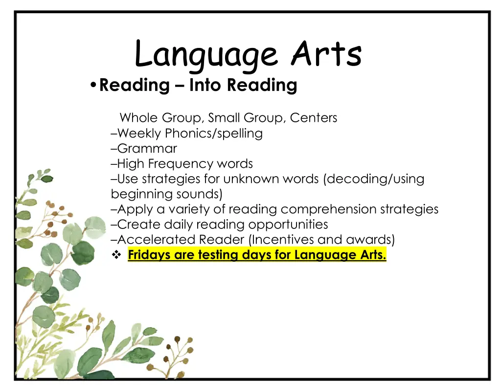 language arts reading into reading