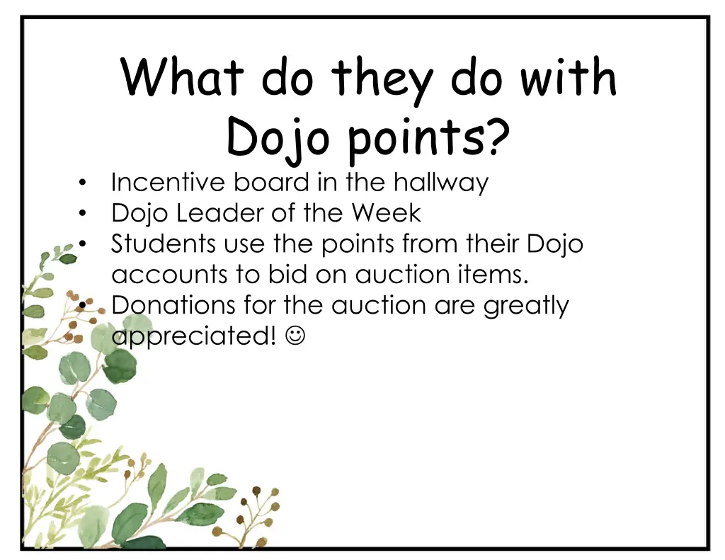 what do they do with dojo points incentive board