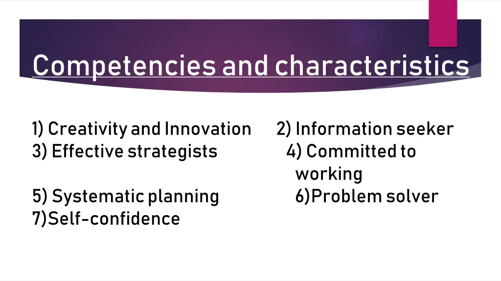 competencies and characteristics