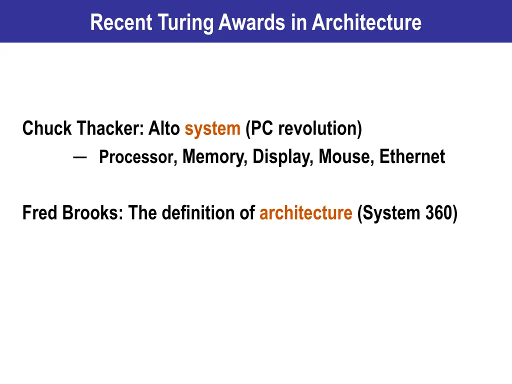 recent turing awards in architecture