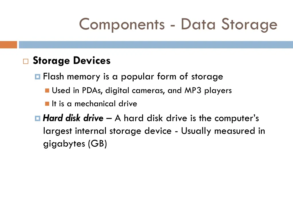 components data storage 1