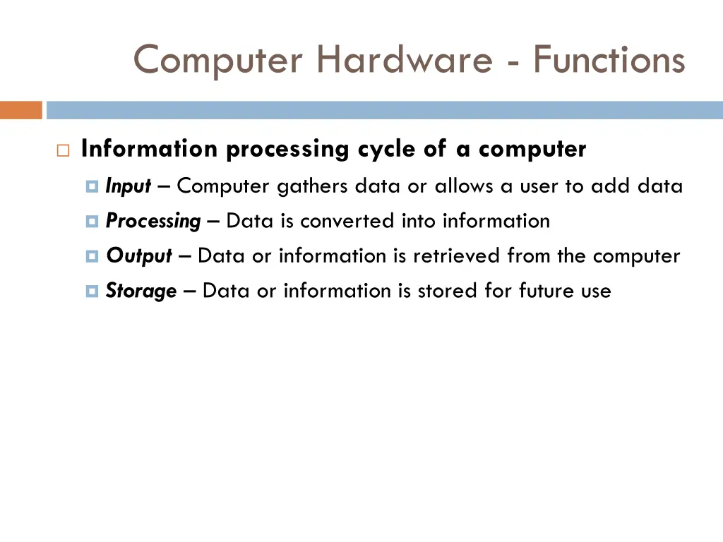 computer hardware functions