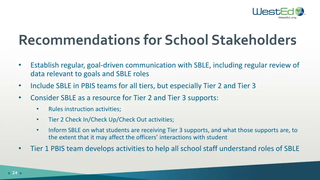 recommendations for school stakeholders