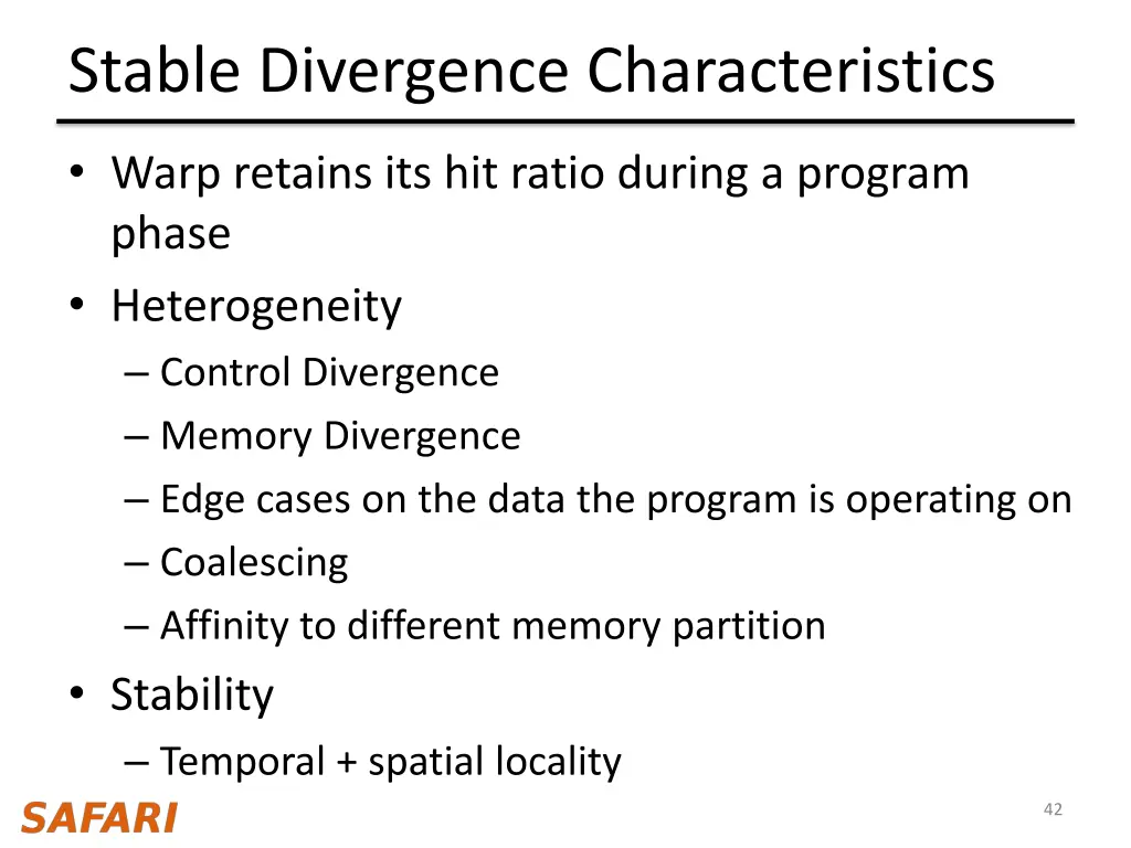 stable divergence characteristics