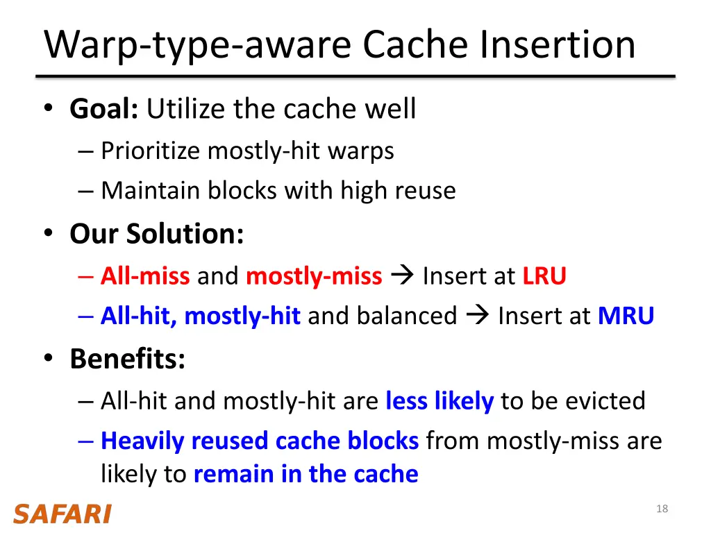 warp type aware cache insertion 1