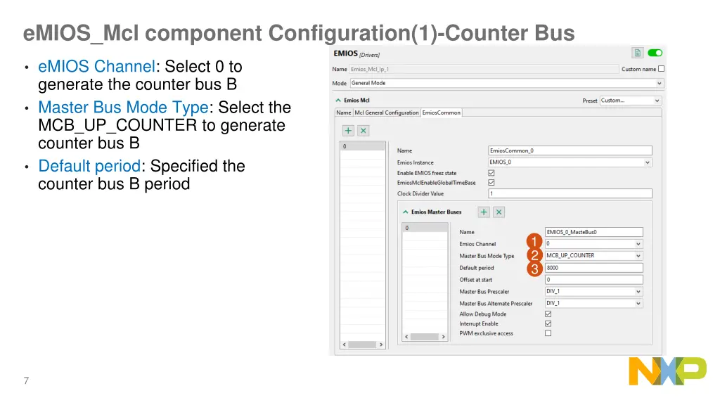 emios mcl component configuration 1 counter bus