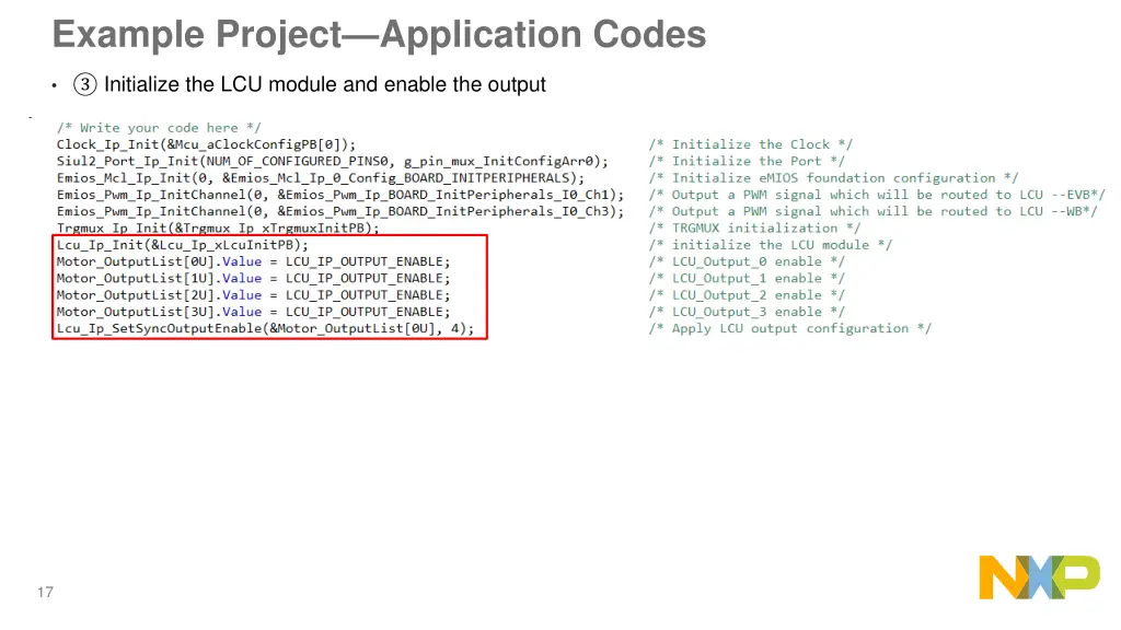 example project application codes 1