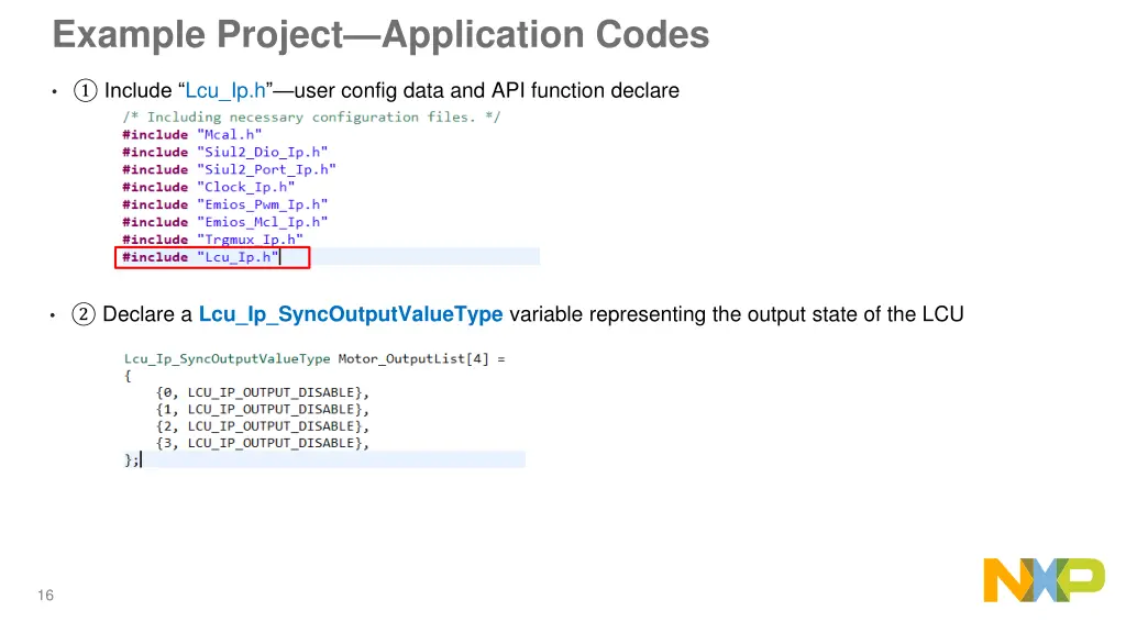 example project application codes