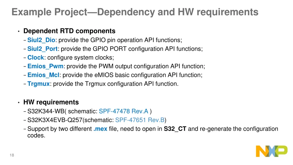 example project dependency and hw requirements