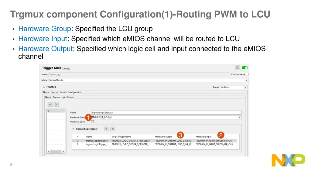 trgmux component configuration 1 routing