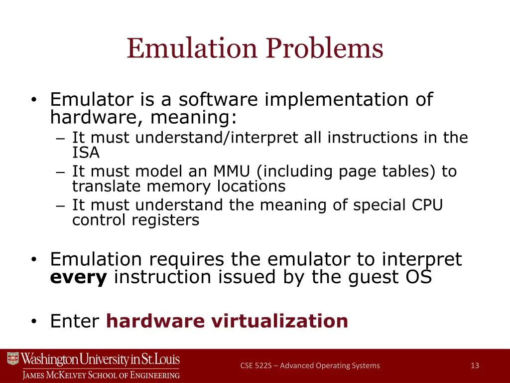 emulation problems