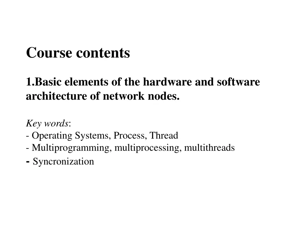 course contents