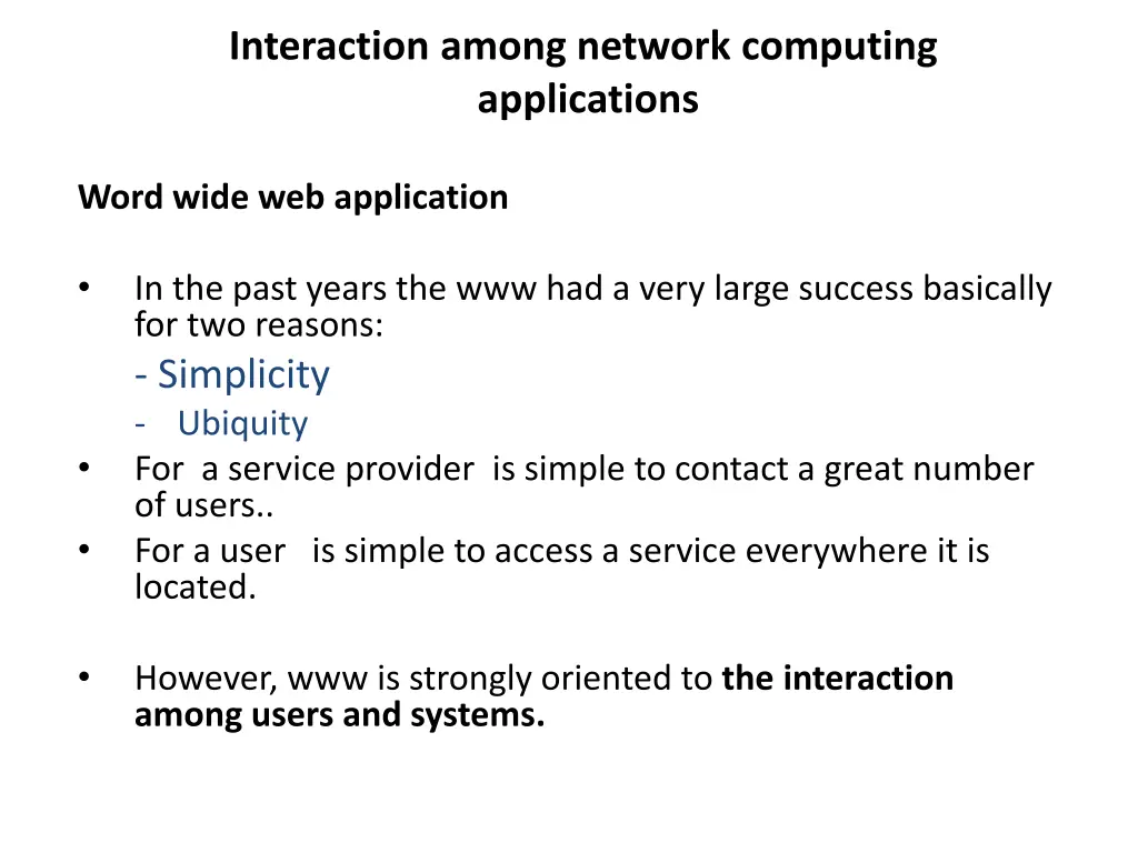 interaction among network computing applications