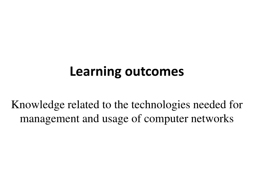 learning outcomes