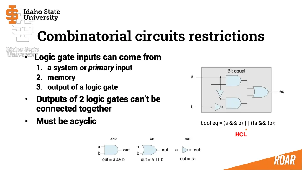 combinatorial circuits restrictions