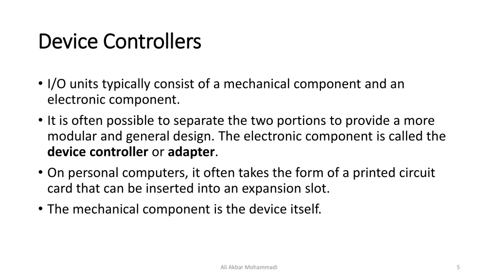 device controllers device controllers