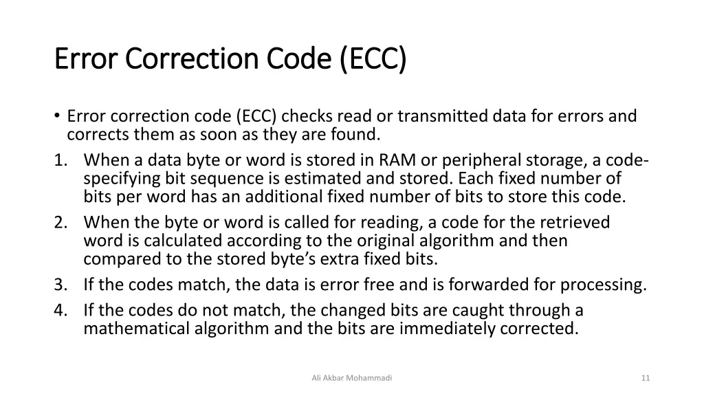 error correction code ecc error correction code