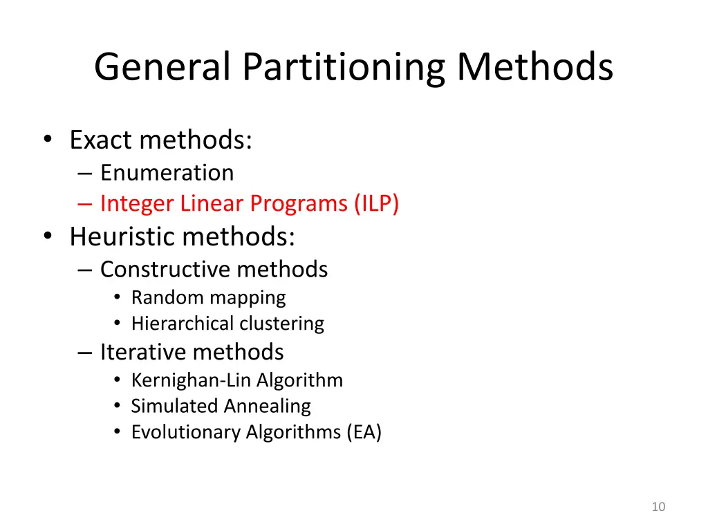 general partitioning methods