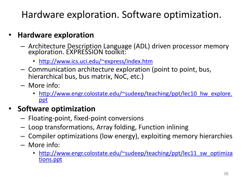 hardware exploration software optimization 1