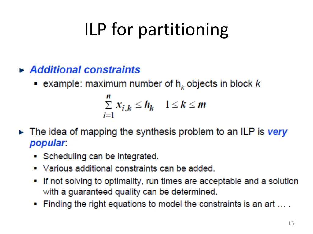 ilp for partitioning 1