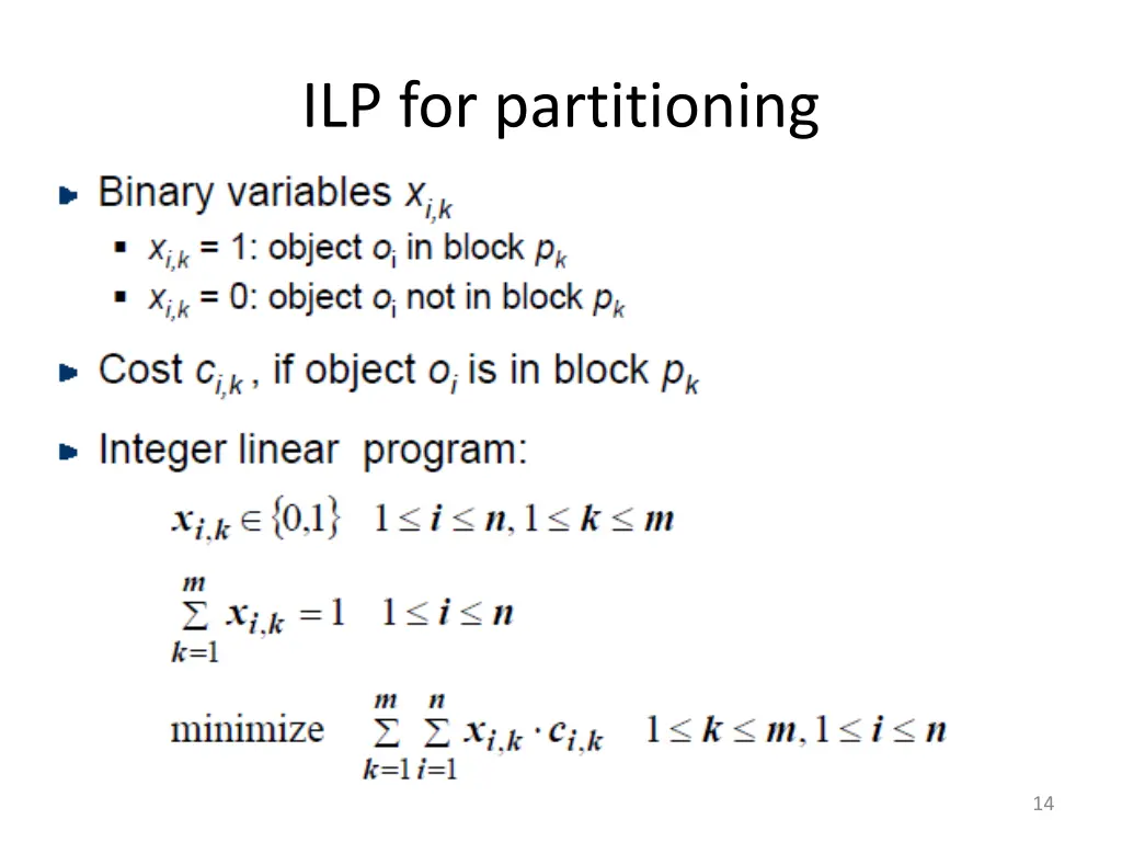 ilp for partitioning