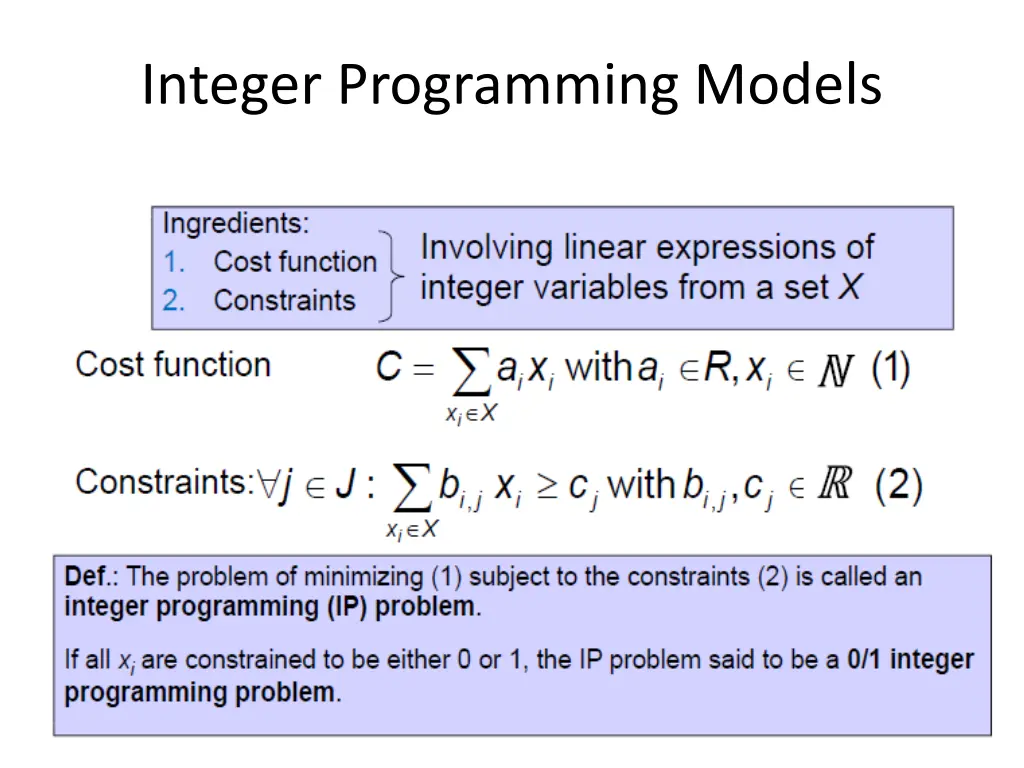 integer programming models