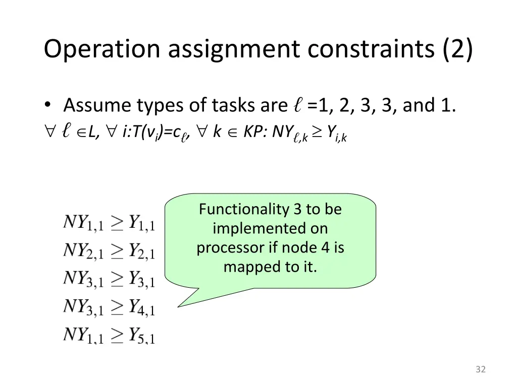 operation assignment constraints 2